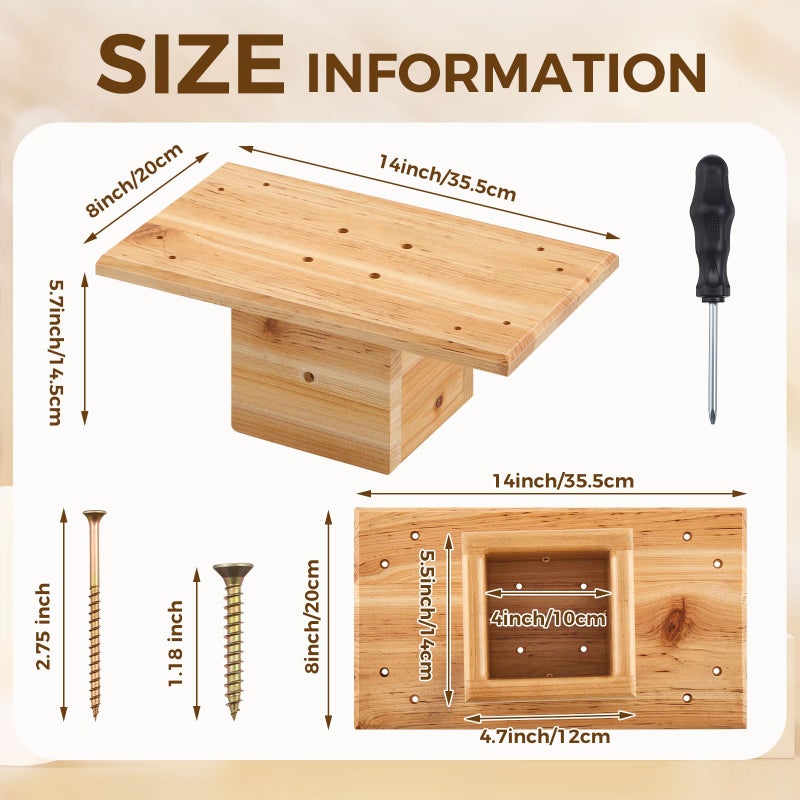 Threehoney Outdoor Little Library Mount 14x8x5.91 Inch Stable Wood Storage Box Bracket Holder Suitable for 4x4 Post with Mounting Accessories for Community Cabinet Lending Library Box(Wood Color) - Image 2